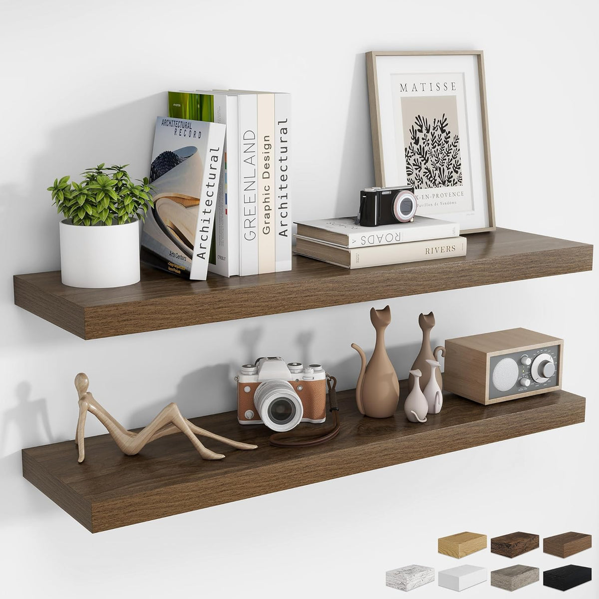 RICHFOCUS 40Inch Floating Shelves for Wall 2 Pack Shelves for Bedroom|Kitchen|Bathroom Wall Mounted