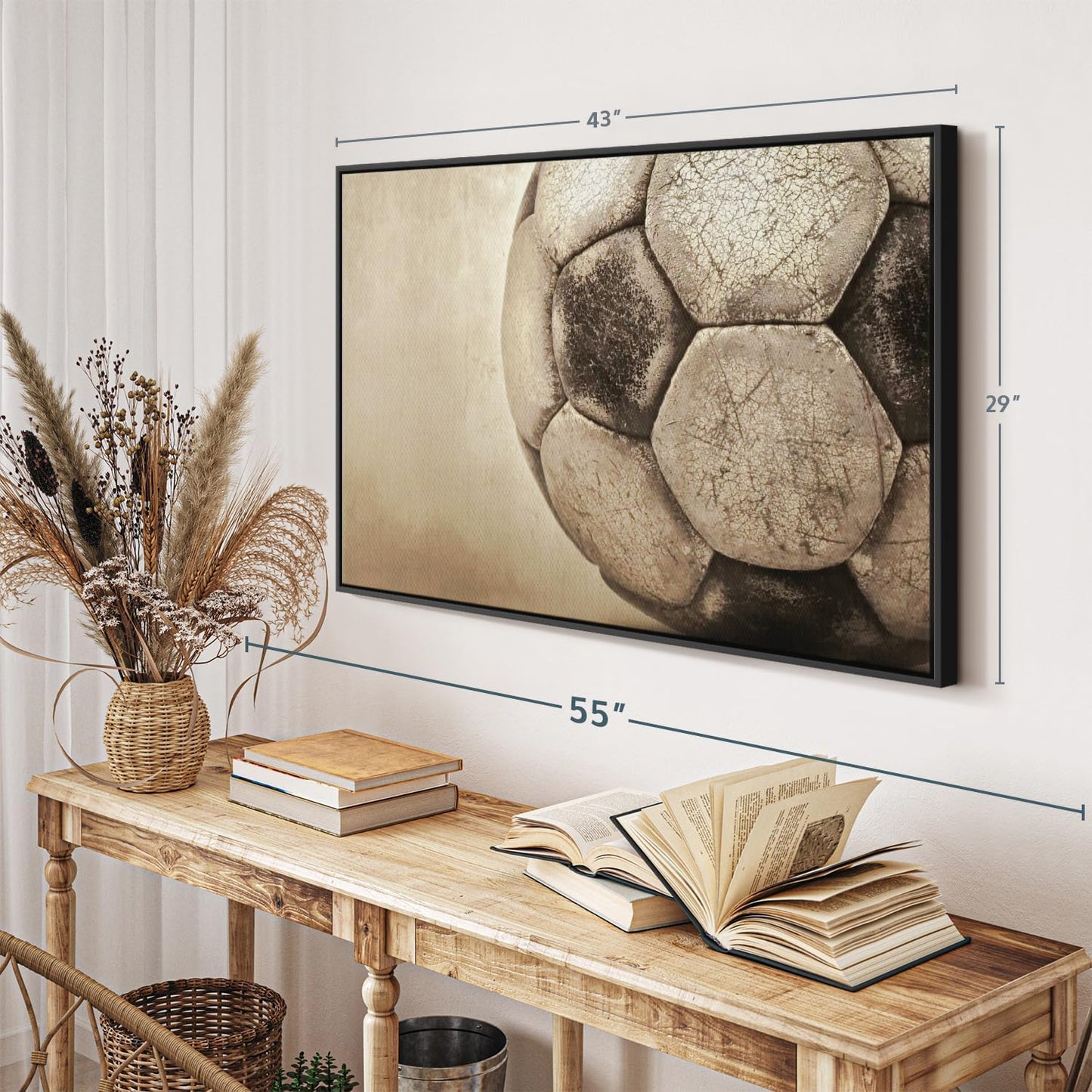 Elephant Stock Worn Soccer Ball Wall Art - Horizontal Framed Canvas - 1-Piece Living Room Wall