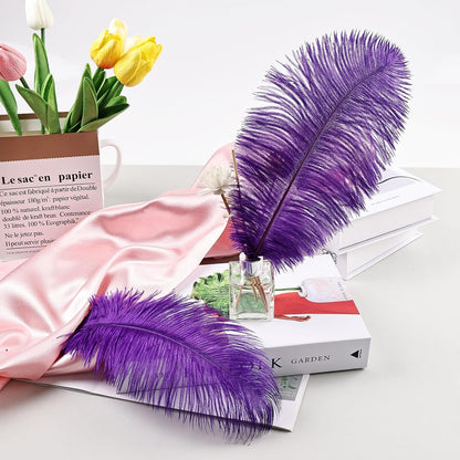 THARAHT Purple Ostrich Feathers 12pcs Natural Bulk 8-10Inch 20cm-25cm for Crafts Wedding Party