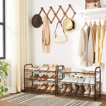 SONGMICS 3-Tier Stackable Metal Shoe Rack, Holds Up to 12 Pairs of Shoes