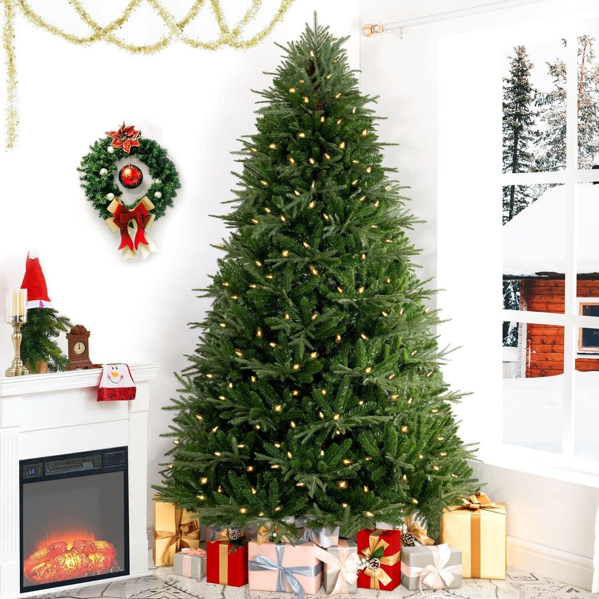 Camden 7.5ft Prelit Artificial Christmas Tree with Foot Pedal, 2755 Branch Tips, 600 Warm Lights