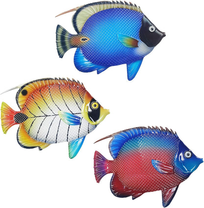 John's Studio Metal Fish Sea Wall Decor Outdoor Garden Hanging Art Sculptures Home Ocean Theme