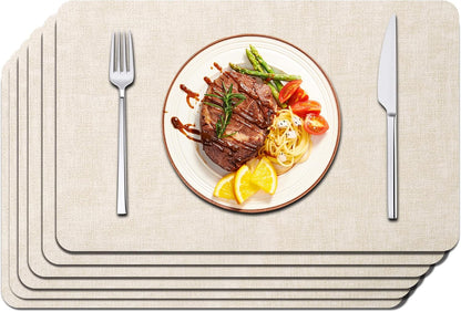 Maxpearl Faux Leather Placemats Set of 6 - Waterproof - Wipe Clean - Heat Resistant - Anti Slip