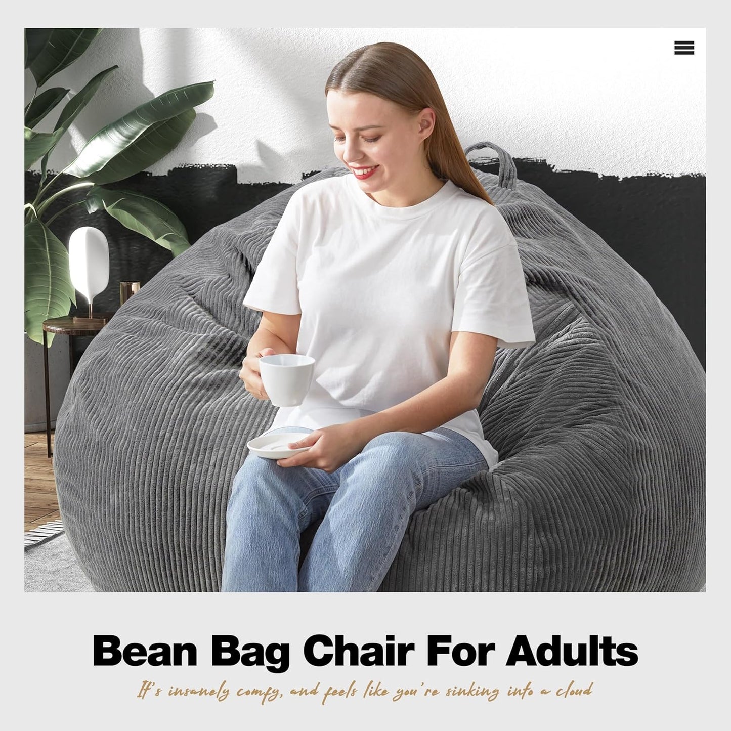 Hobestluk 4.5FT Bean Bag Chair Giant Bean Bag Chair with Filler Included Adult Bean Bag Chairs with