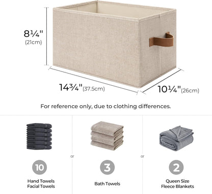 StorageWorks Storage Baskets for Shelves, Foldable Fabric Closet Storage Bins with Handles, Clothes