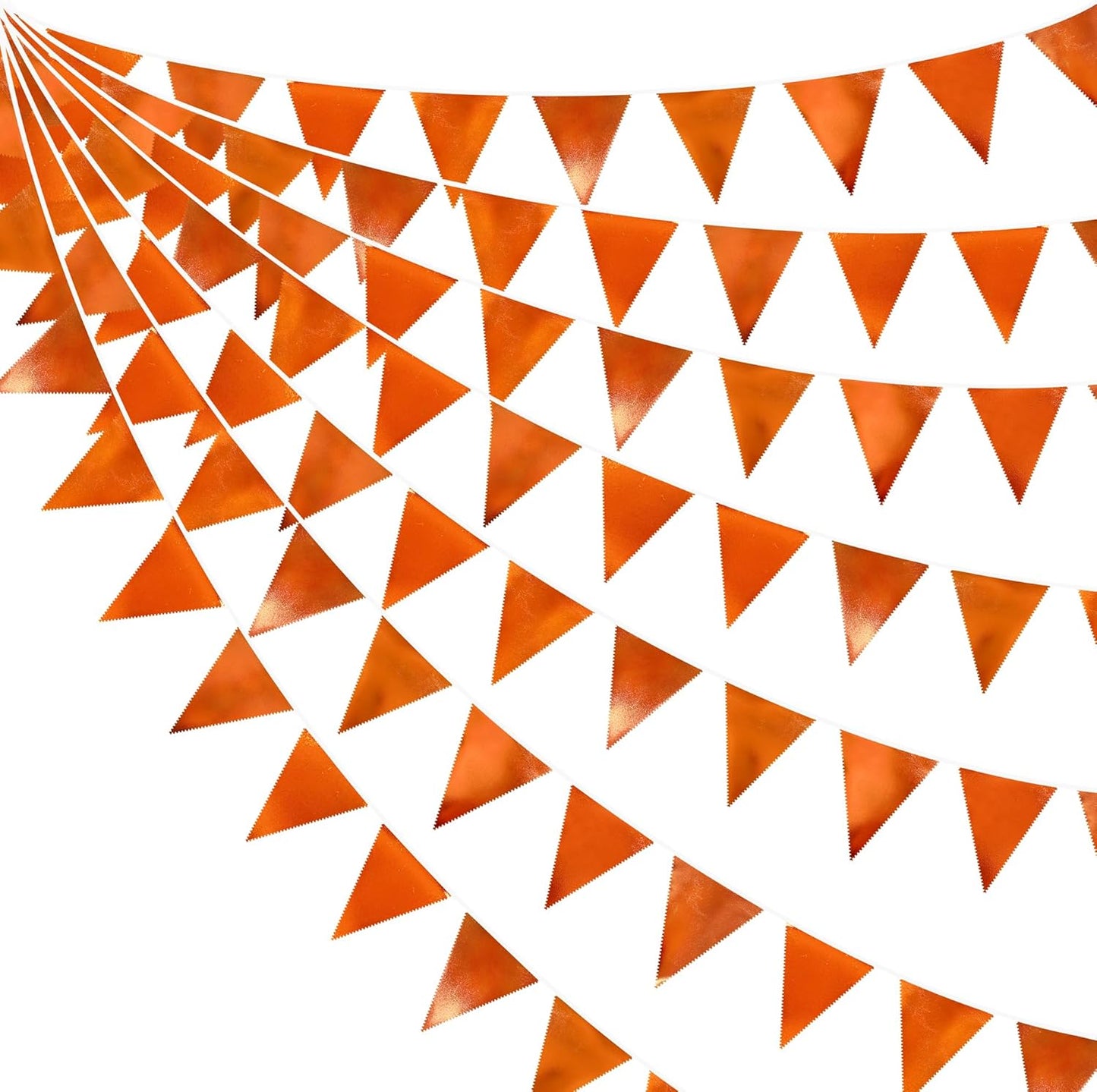 Orange Party Decorations Metallic Fabric Triangle Pennant Banner Flag Bunting Garland for Fall