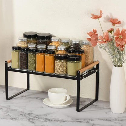 PATIKIL Kitchen Cabinet Shelf Organizer, Wood Counter Shelf Stackable Storage Shelf For Cupboard