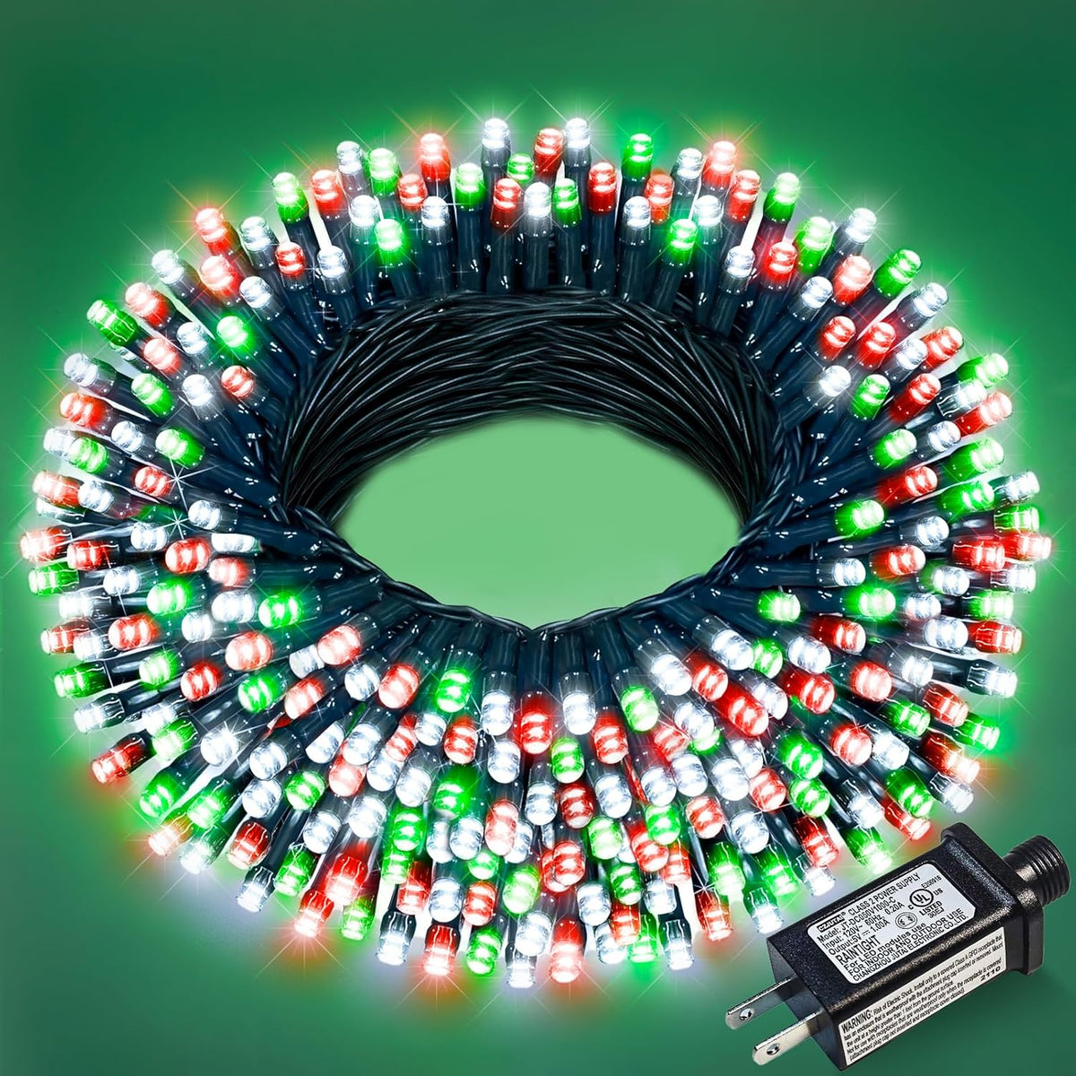 66FT 200 LED Christmas Lights Outdoor, Christmas Tree Lights with 8 Modes Waterproof, Plug in