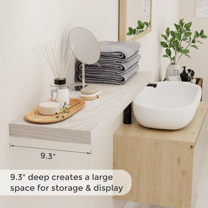 Fun Memories Rustic Wood Floating Shelves for Wall, 36 x 9 Wall Shelves Set of 2, Deep Floating