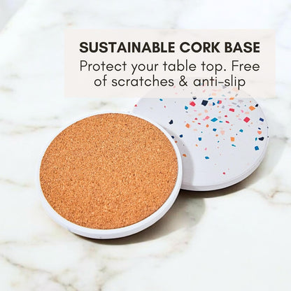 Terrazzo Drink Absorbent Coasters with Holder Set of 6, Ceramic Coaster for Drinks, Coffee Table