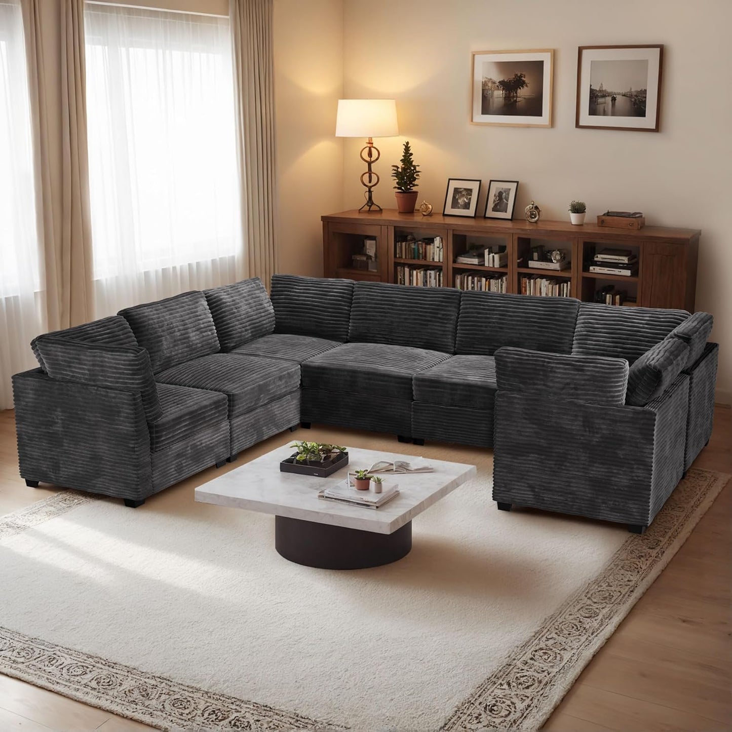 HOOOWOOO Modular Sectional Sofa,7 Pieces Sectional Couches for Living Room,131X98 U Shaped Cloud