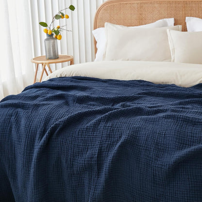 EMME Cotton Blanket Twin XL for Bed Soft Muslin Blankets 66"x90" Lightweight Breathable Layering