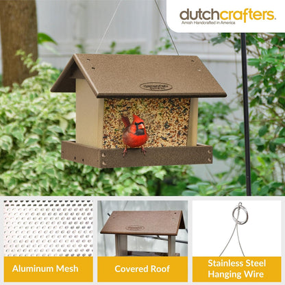 Poly Hanging Hopper Bird Feeder, Large Hanging Bird Feeder for Outside, Outdoors - Amish American