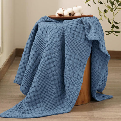 PHF 100% Cotton Waffle Weave Throw Blanket, Soft Lightweight Breathable Cozy Summer Throws for