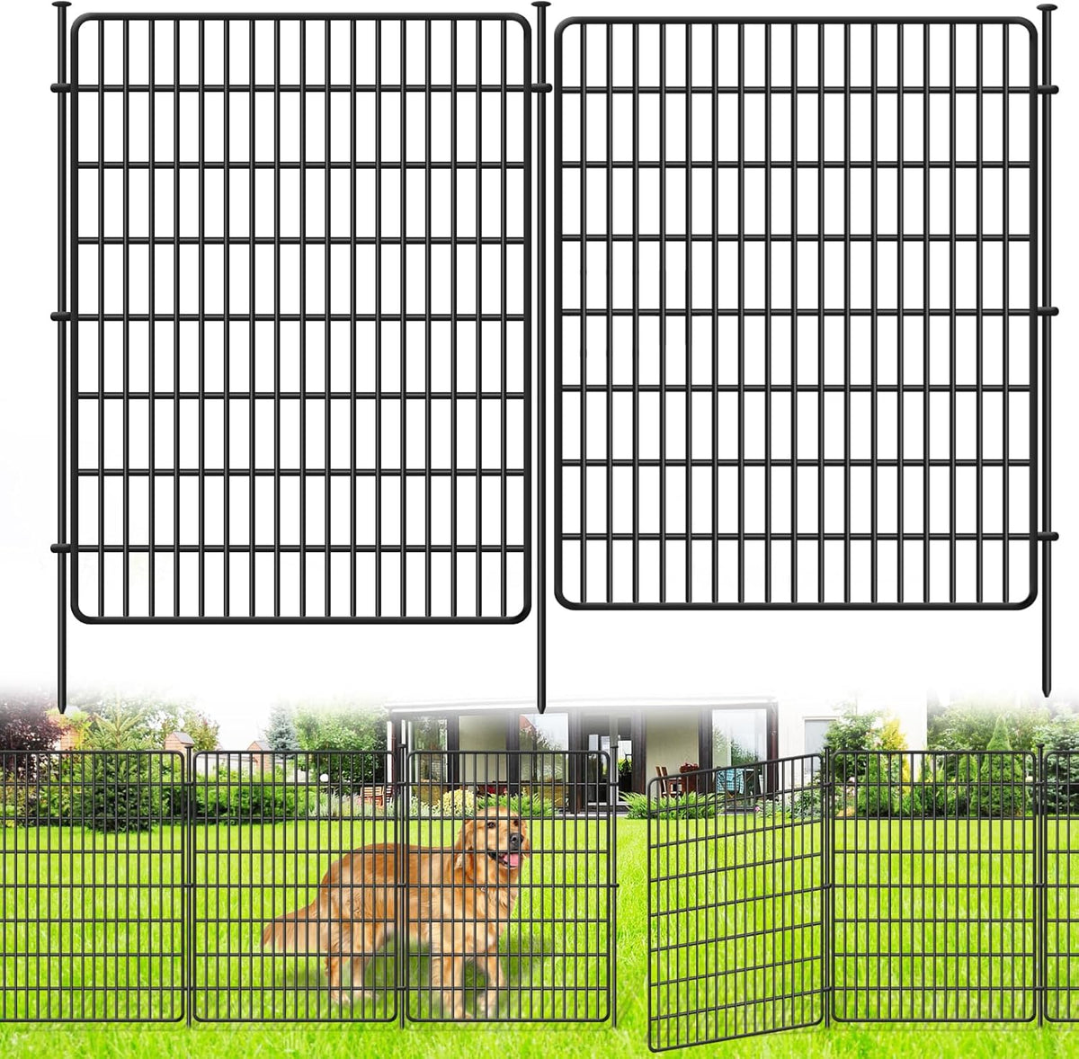 10 Panels No Dig Fence, 32 in(H) X 24 ft(L) Garden Decorative Fence Animal Barrier for Dogs