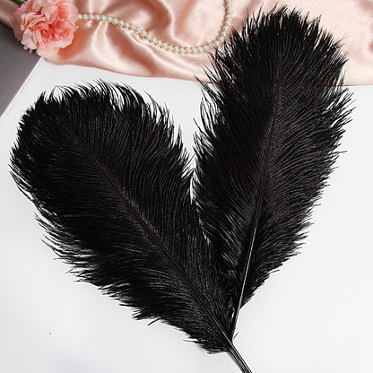 THARAHT Black Ostrich Feathers 12pcs Large Natural Bulk 12-14Inch 30cm-35cm for Wedding Party