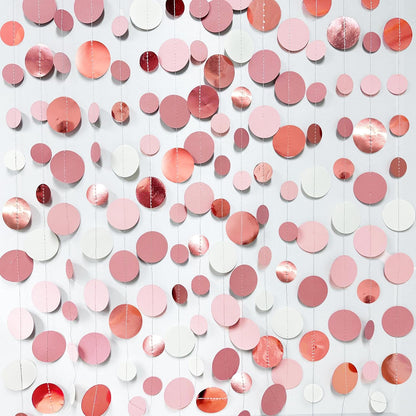 Rose Gold Party Decorations Dusty Pink Circle Dots Garland Blush Pink Hanging Paper Polka Dot