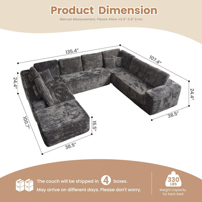 HOOOWOOO Cloud Sectional Couches for Living Room,Modular Sectional Sofa No Assembly,136X108 Inch