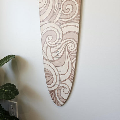 Wooden Surfboard Wall Decor Growth Chart - Surf Board Decor for Kids Room, Wooden Growth Chart for