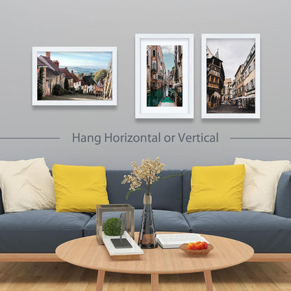 VCK Poster Frames 13x19 White 3 Pack, Solid Wood Picture Frames for Wall Mounting Hanging Art and