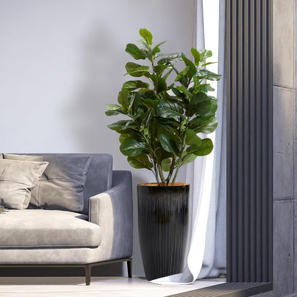 Worth Garden 23.5" H. Large Plastic Planters - Set of 2 Gradient Black Glossy Smooth Finish - Tall