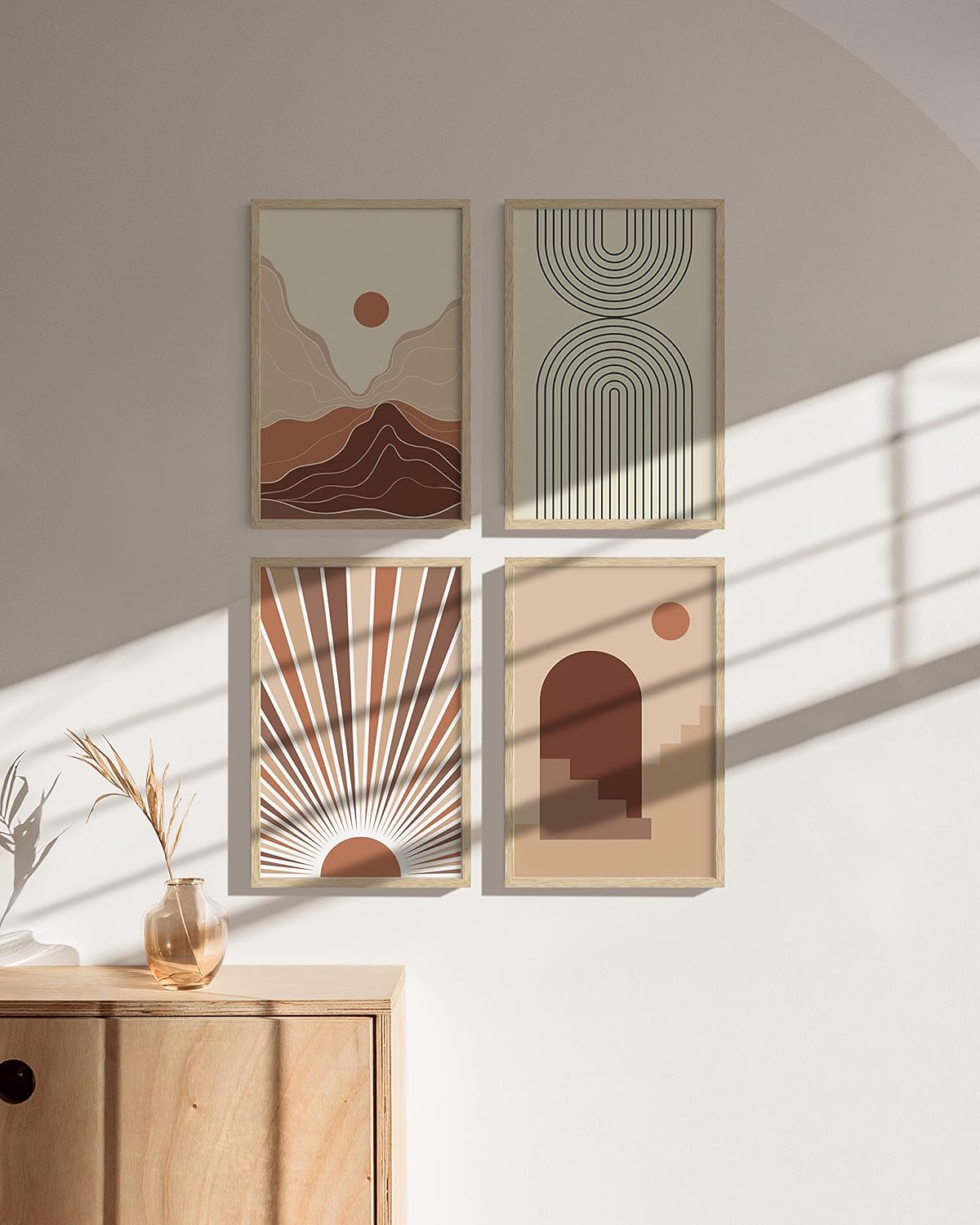 HAUS AND HUES Set of 4 11x17 Picture Frames - Natural Oak Wood Gallery Wall Set, 17x11 Frames