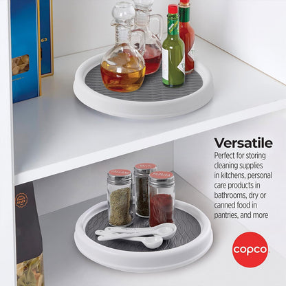Copco 9 Inch Non Skid Pantry Cabinet Lazy Susan Turntable, Set of 2, Spinning Organizer for