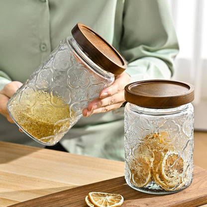 32oz Vintage Glass Jar With Lid, Glass Storage Containers, Airtight Kitchen Storage Containers For