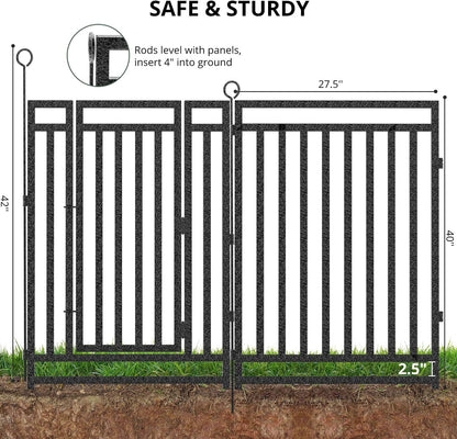Decorative Garden Fence 54ft (L) × 40in (H), 21 Panels + 3 Gates, Metal Dog Fence Outdoor for Yard