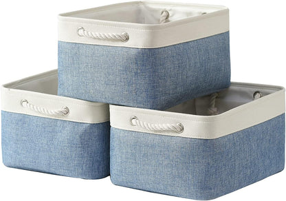 TcaFmac Storage Bins for Organization - Large 3 Pack Canvas Storage Basket for Shelves with