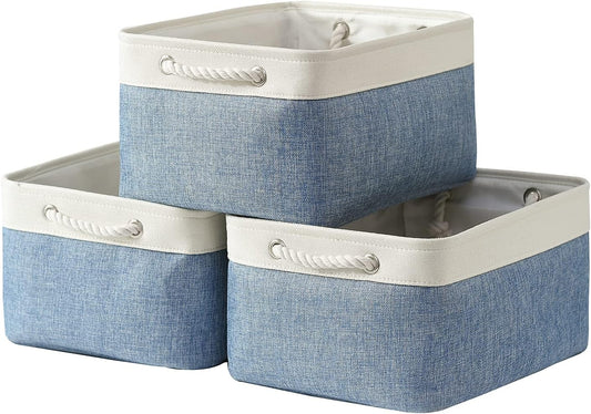 TcaFmac Storage Bins for Organization - Large 3 Pack Canvas Storage Basket for Shelves with