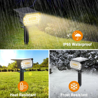 LANSOW Solar Spot Lights Outdoor, [2 Pack/57 LED] 2-in-1 Solar Landscape Spotlights, 3 Modes IP65