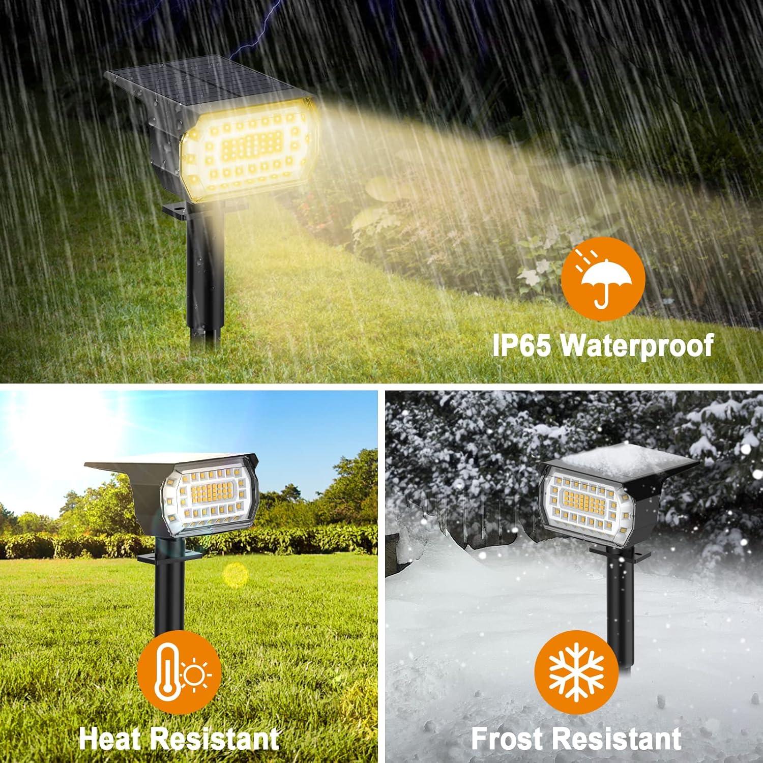 LANSOW Solar Spot Lights Outdoor, [8 Pack/76 LED] 2-in-1 Solar Landscape Spotlights, 3 Modes IP65