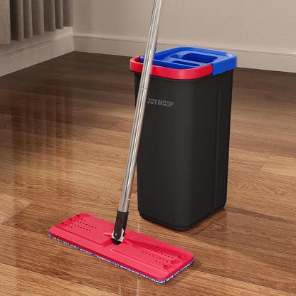 JOYMOOP Mop and Bucket Set for Home, Hands-Free Self-Cleaning System, with 3 Reusable Microfiber