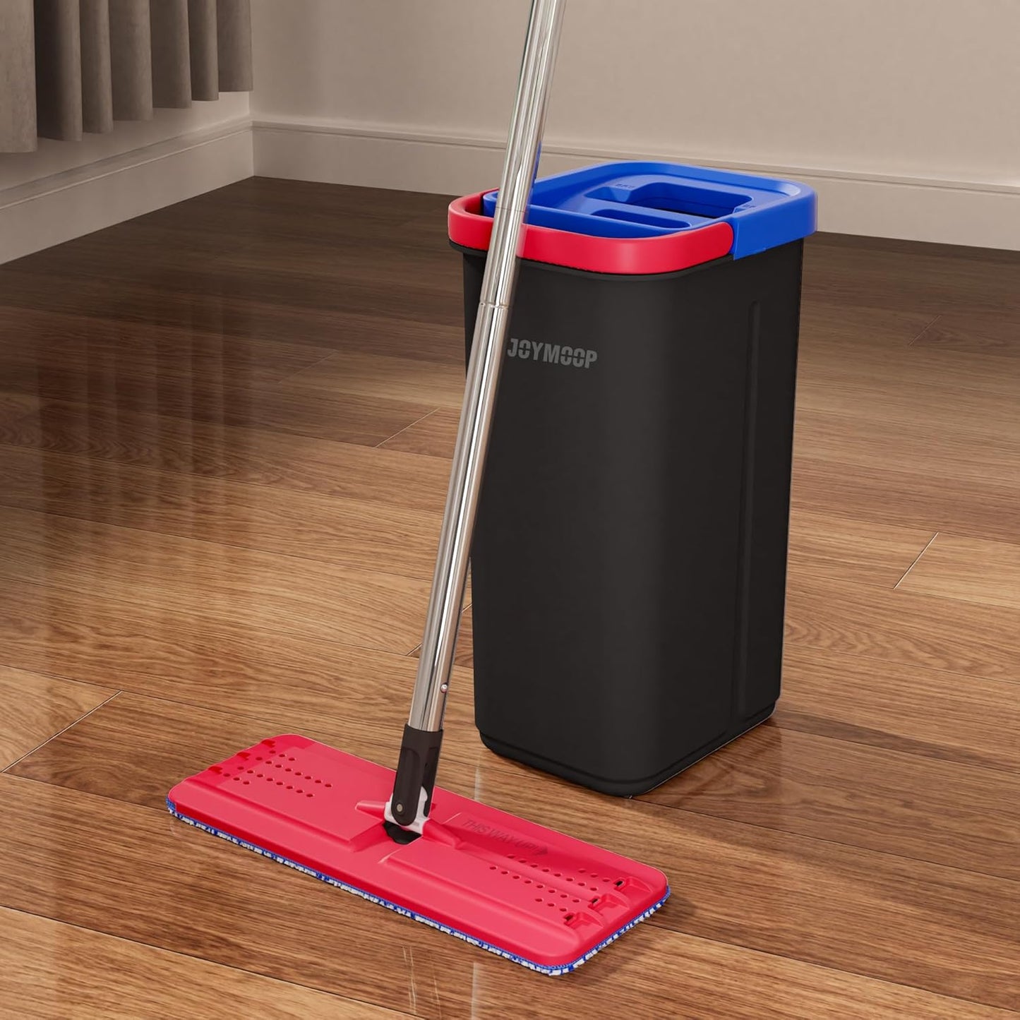 JOYMOOP Mop and Bucket Set for Home, Hands-Free Self-Cleaning System, with 5 Reusable Microfiber