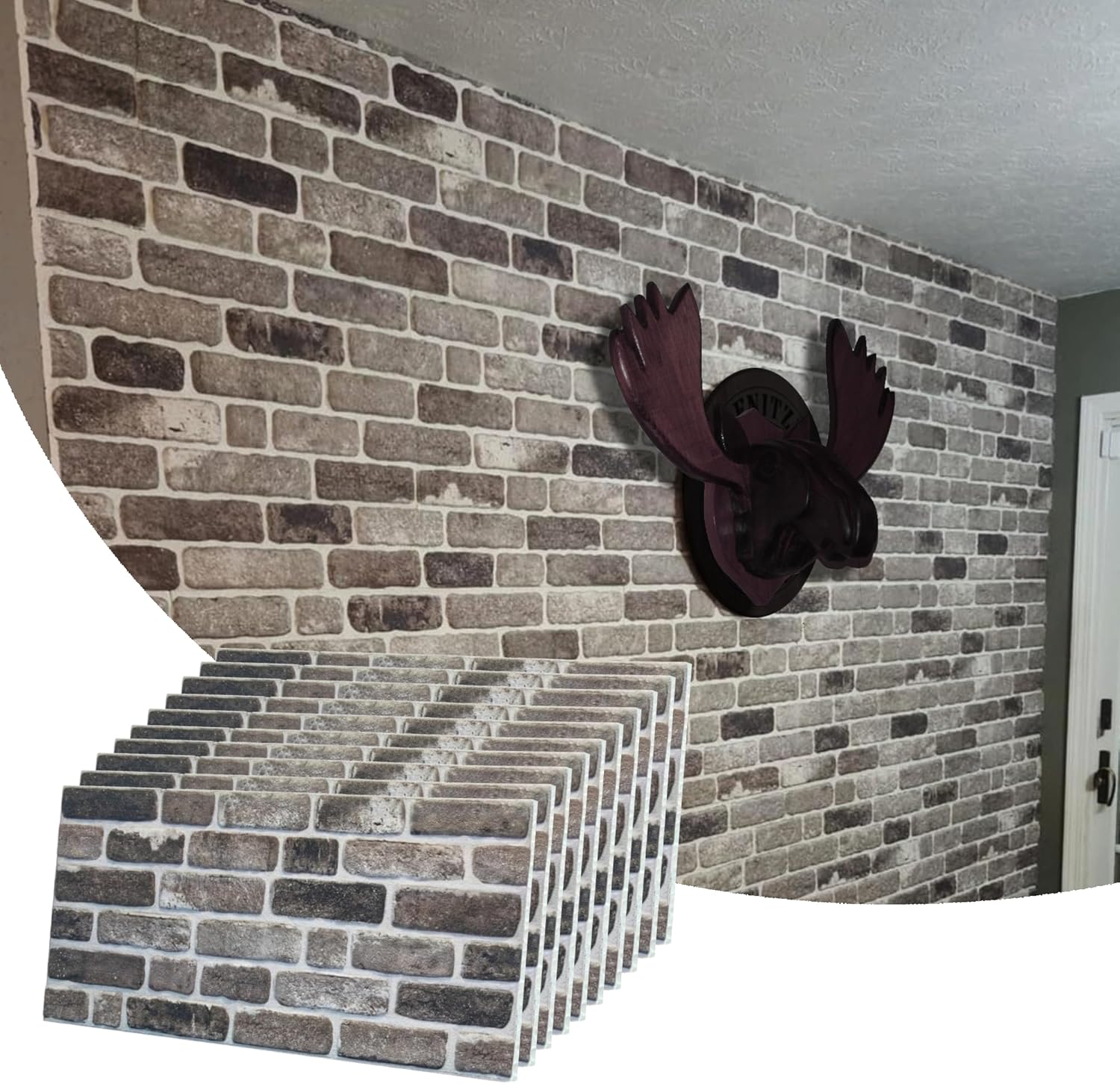Dundee Deco 3D Wall Panels Faux Brick - Cladding, Grey Black Stone Look Wall Paneling, Styrofoam