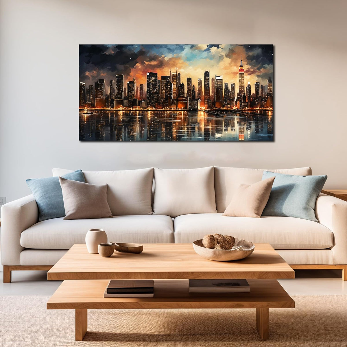 New York Skyline Wall Art for Living Room Modern Canvas Wall Art for Bedroom Above Bed Large Art