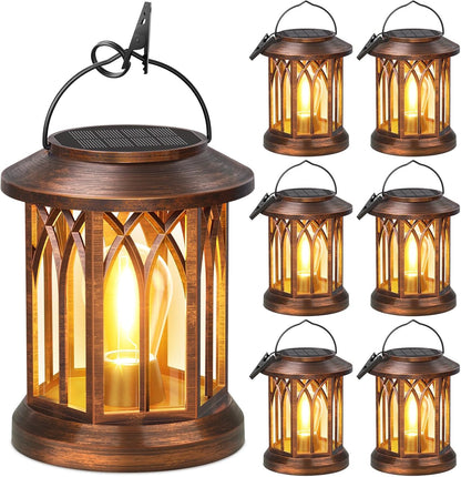 WdtPro Solar Lanterns Outdoor Hanging 6 Pack, Upgraded Bright Lantern Lights Outdoor Waterproof