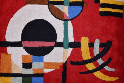 Modern Throw Pillow Cover - Kandinsky Inspired Abstract Pattern - Red - 18" x 18" - Hand