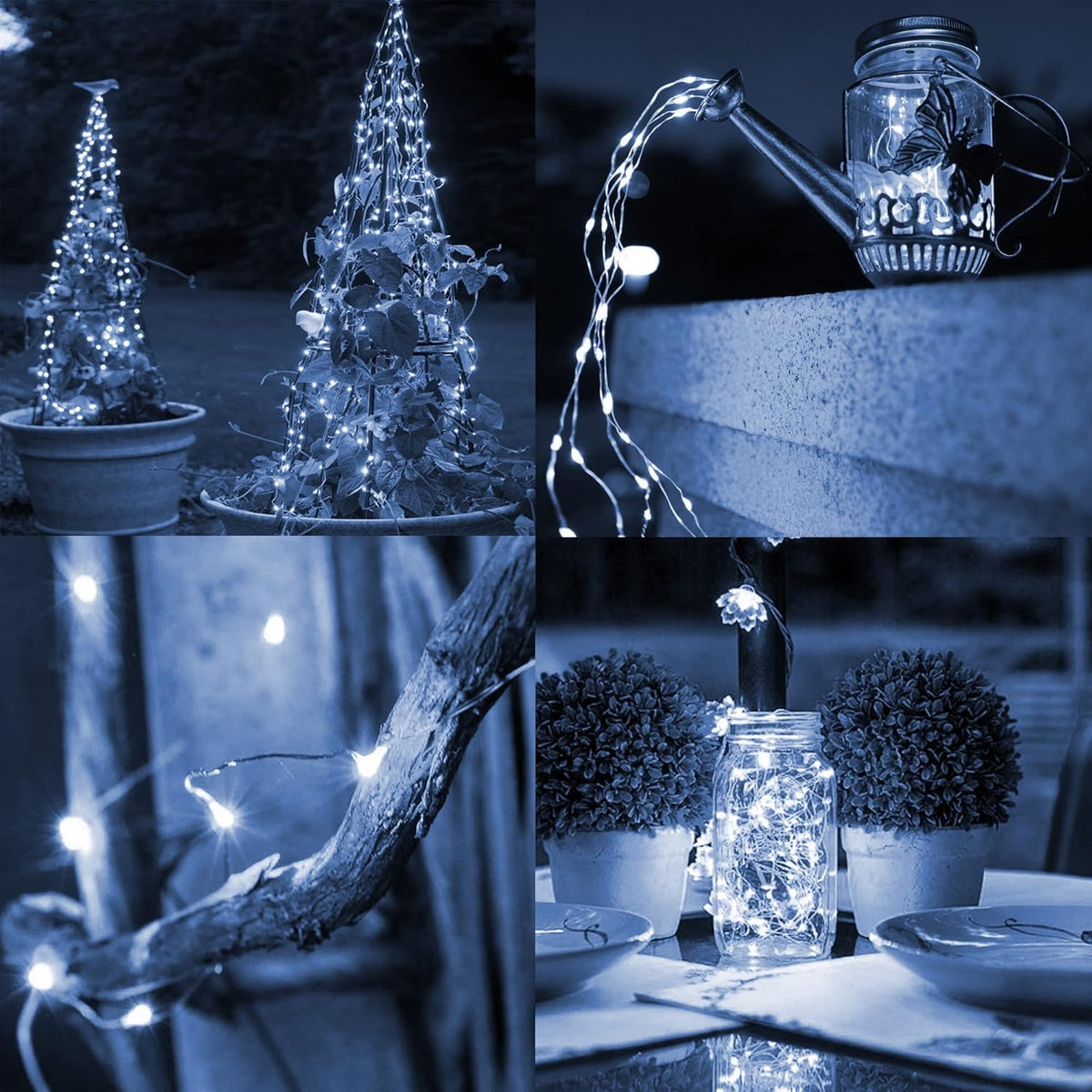 TW SHINE 2 Pack Solar String Lights Outdoor, Total 80 FT 240 LED Solar Powered Waterproof White