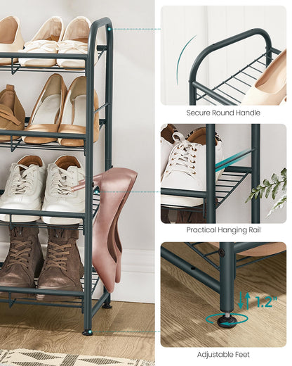 SONGMICS 4-Tier Stackable Metal Shoe Rack, Holds Up to 16 Pairs of Shoes