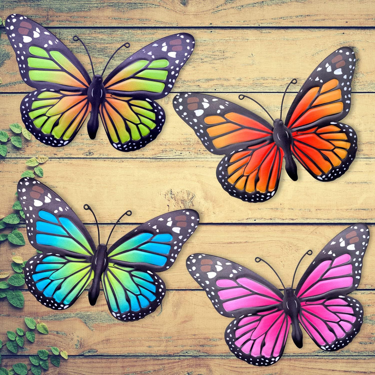 Metal Butterfly Wall Art Outdoor Decor - 4 Pack 9.8in Butterflies Wall Sculpture Hanging Decor for