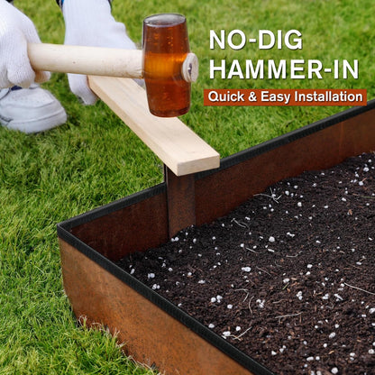 Worth Garden 6-Pack Cor-Ten Steel Landscape Edging with Black Protection Strips - Rust Patina