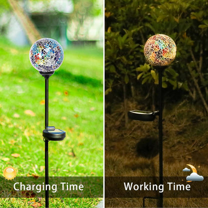 VCUTEKA Solar Path Lights Outdoor Decorative - Mosaic Solar Garden Stakes Light Waterproof LED