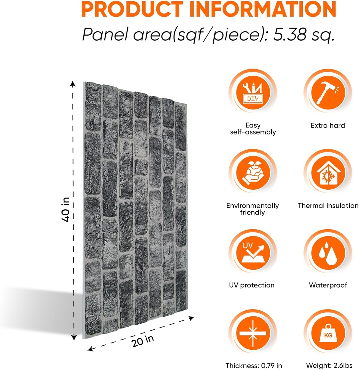 IZODEKOR 3D Wall Panels Brick Effect - Cladding, Stone Look, Styrofoam Facing for Living Room