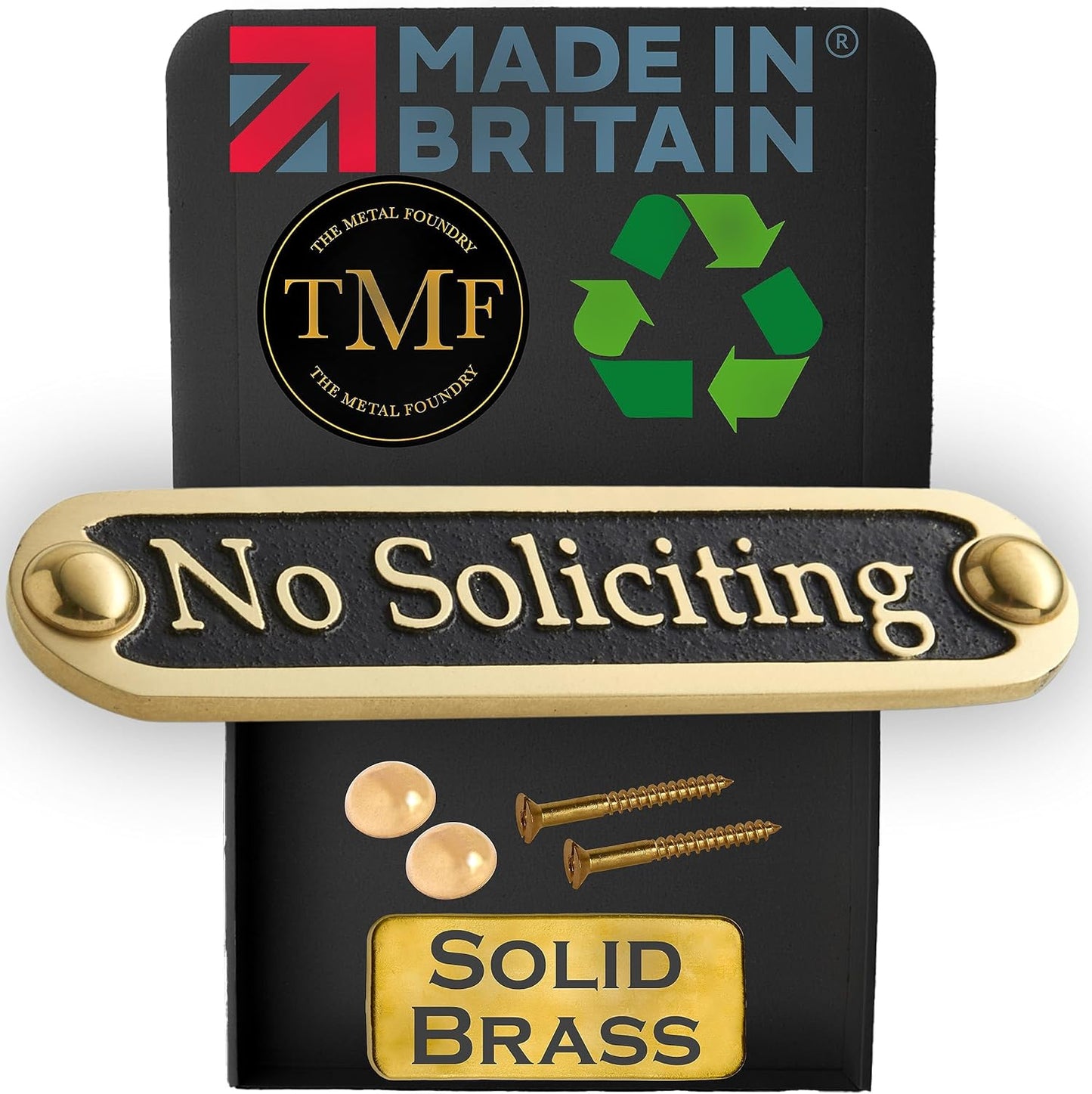 No Soliciting Brass Door Sign. Traditional Style Home Décor Wall Plaque Handmade By The Metal
