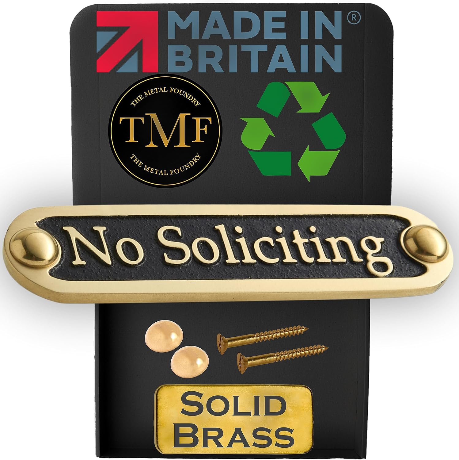 No Soliciting Brass Door Sign. Traditional Style Home Décor Wall Plaque Handmade By The Metal