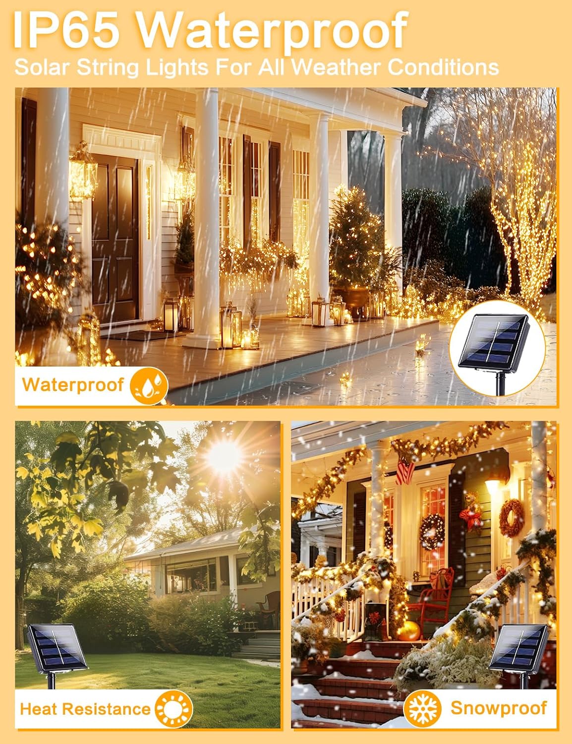 2Pack Solar String Lights Outdoor, 80FT 200LED Solar Fairy Lights, Waterproof Copper Wire & 8