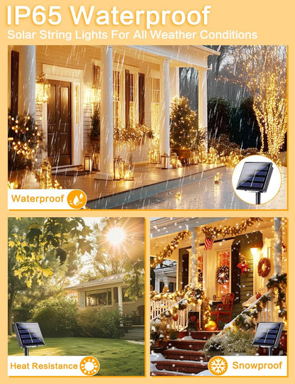 2Pack Solar String Lights Outdoor, 80FT 200LED Solar Fairy Lights, Waterproof Copper Wire & 8