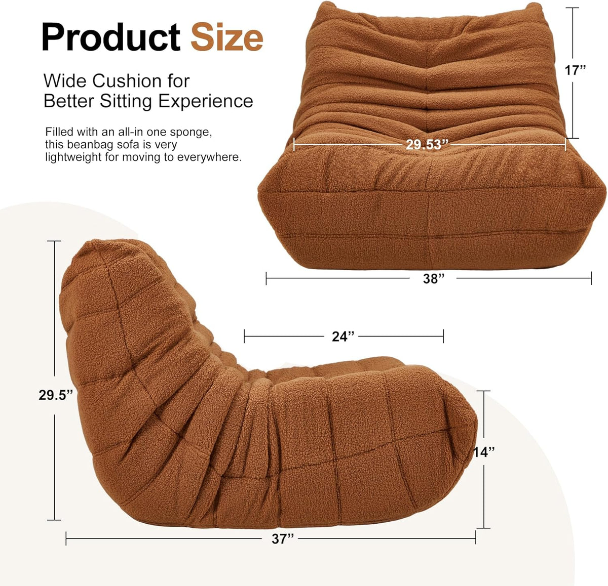 Bean Bag Chairs for Adults Giant Bean Bag Chair Memory Foam BeanBag Chair Big Bean Bag Sofa with